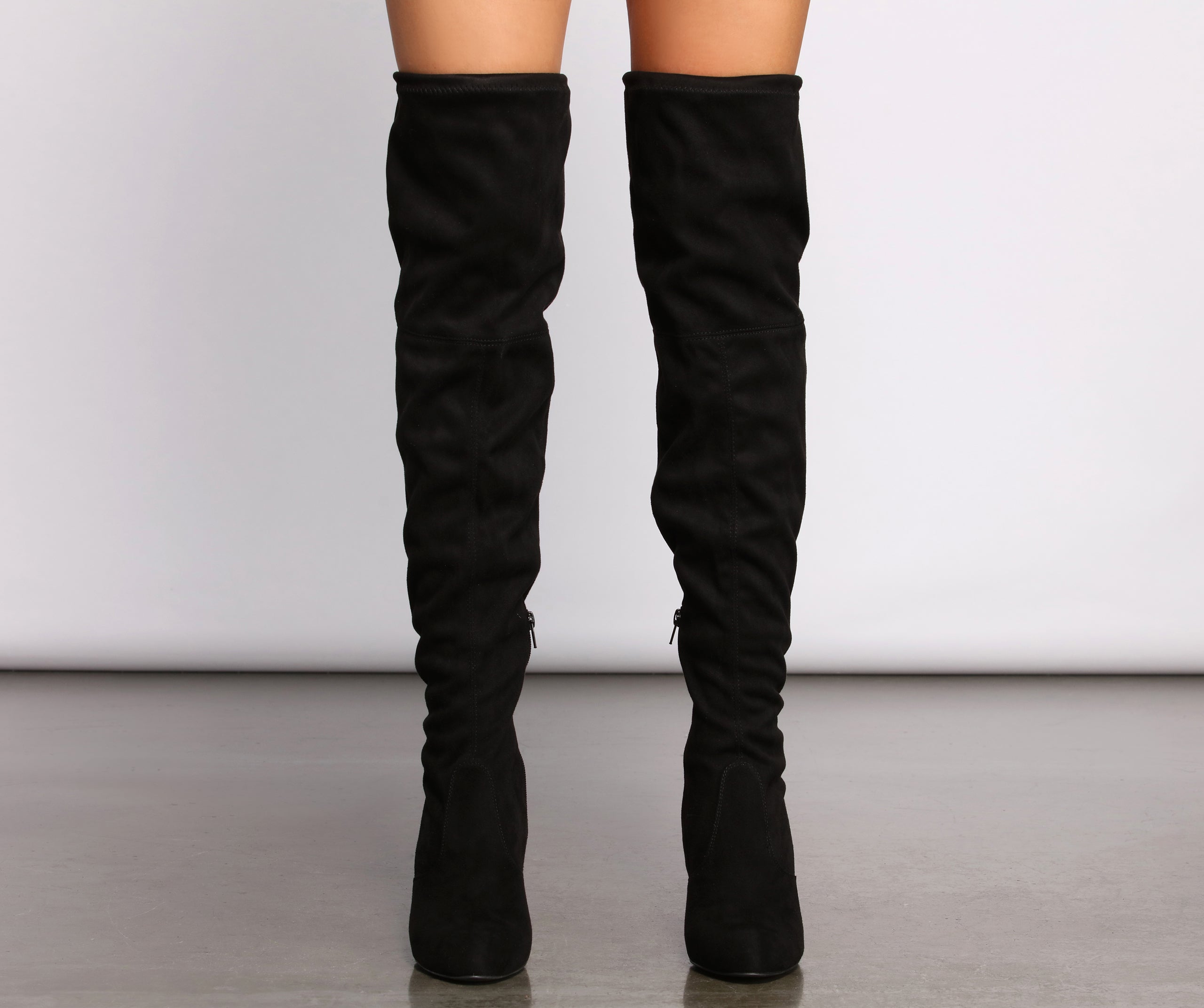 A Chic Vibe Over The Knee Block Heeled Boots