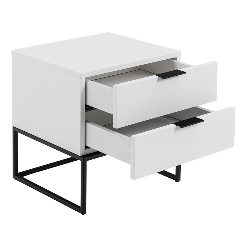 SVANA Bedside Table 40cm - White & Black