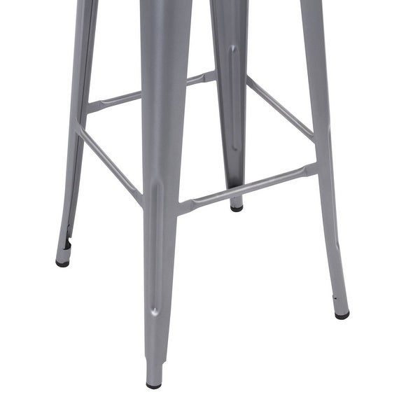 30inch Stackable Metal Stool， Set of 4， Include 4 Stools Gunmetal Color， Backless Style