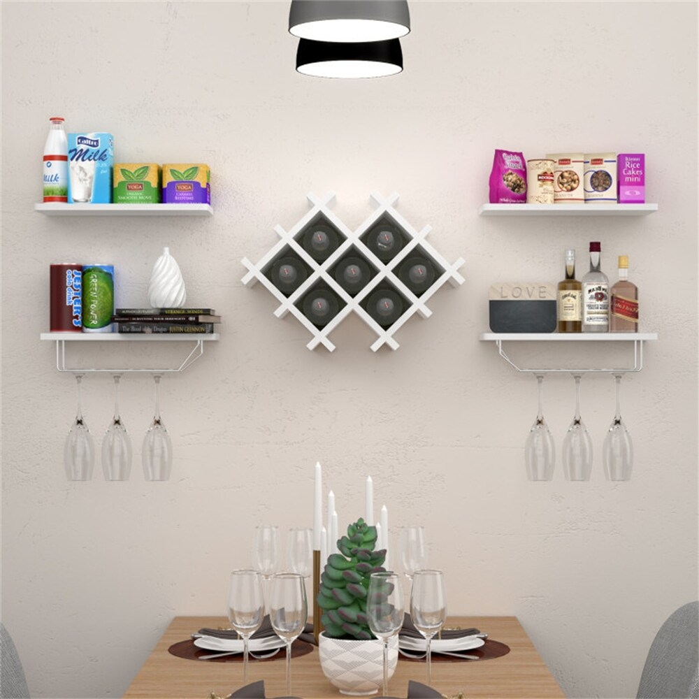 White Set of 5 Wall Mount Wine Rack Set