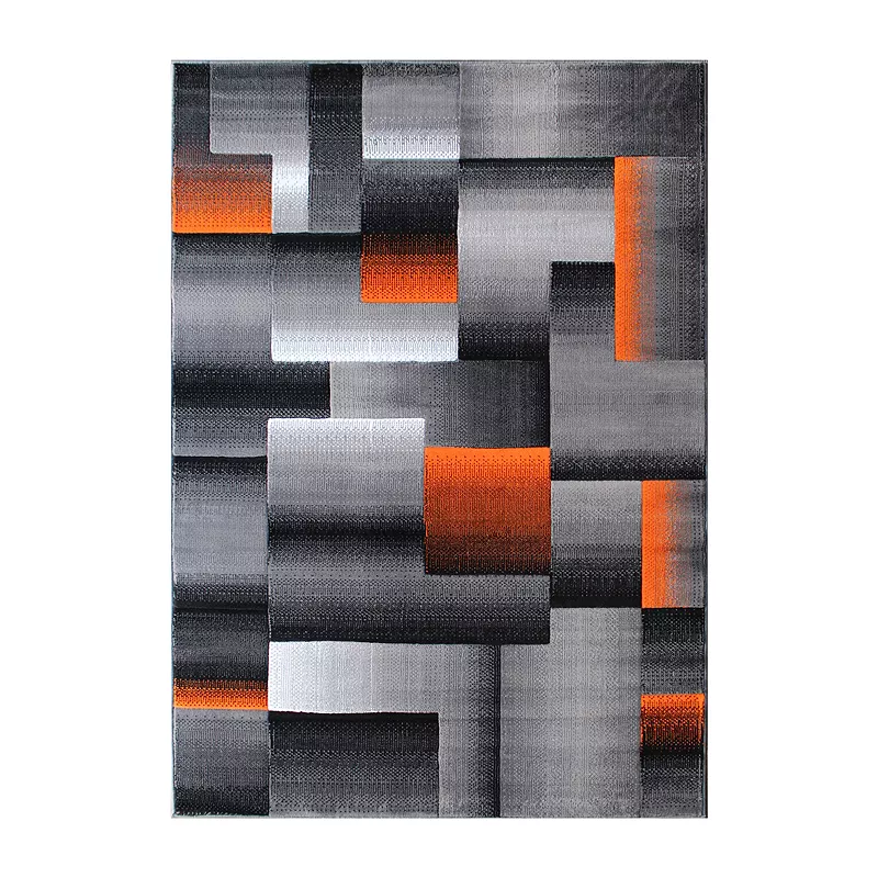 Masada Rugs Masada Rugs Trendz Collection 6'x9' Modern Contemporary Area Rug in Orange， Gray and Black-Design Trz861