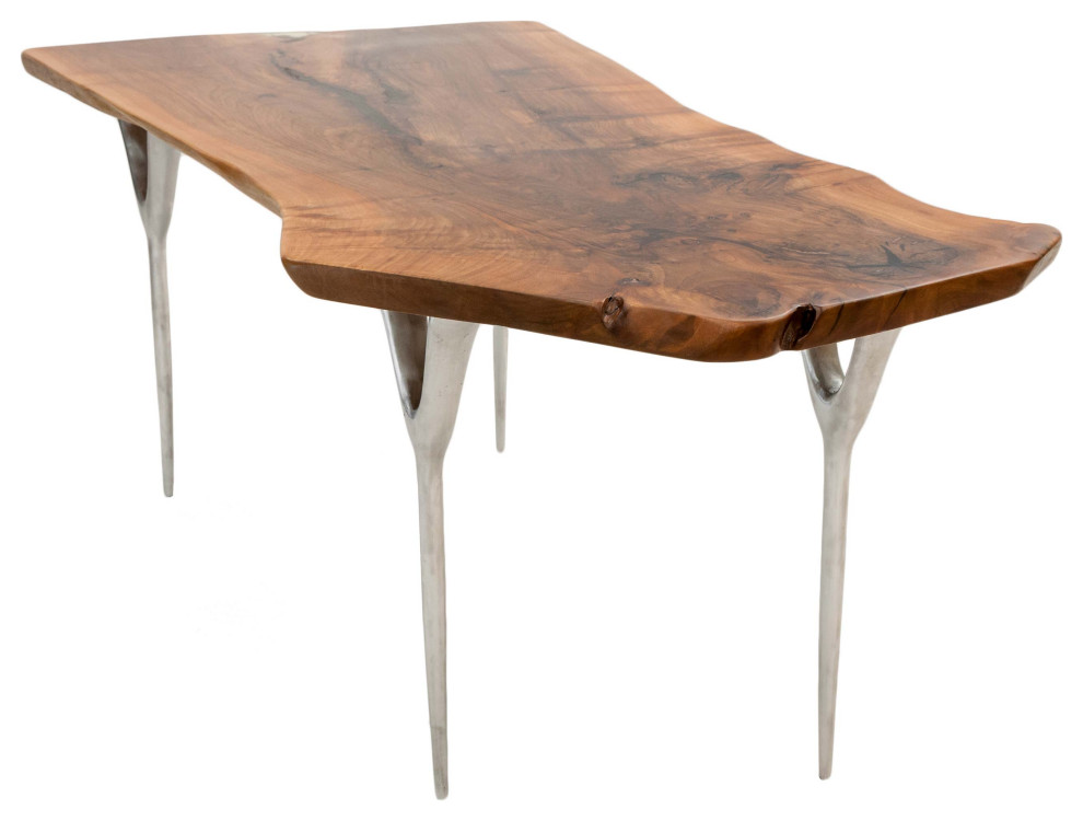 Walnut Slab Table with Cast Aluminium Legs 74 quotx37 quotx30 quot  Contemporary   Coffee Tables   by Kilim Area Rugs  Houzz