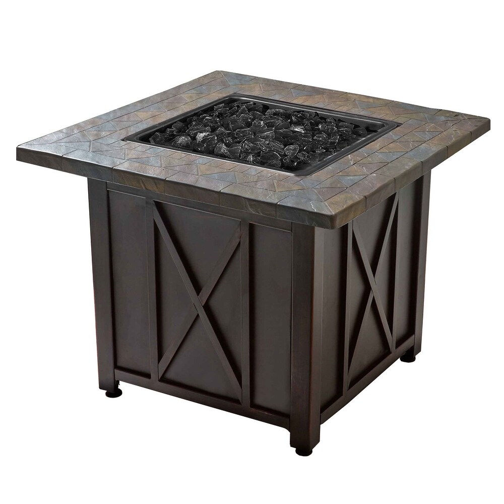 Endless Summer 30 000 BTU LP Gas Outdoor Patio Fire Pit Table w/Black Fire Glass   73