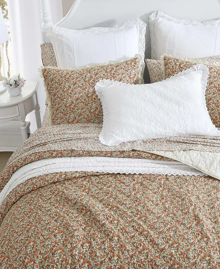 Laura Ashley Loves ton Cotton Reversible 3-Piece Quilt Set， Full Queen