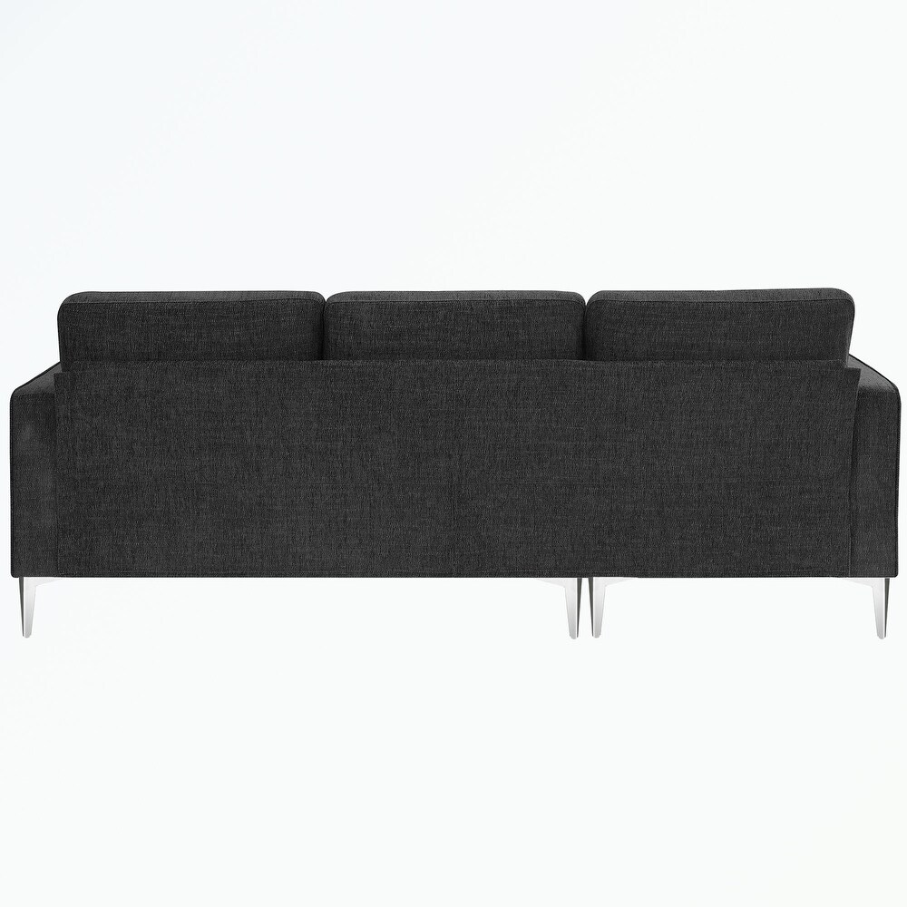 Fabric Sectional Sofa with Reversible Chaise  2 Pillows