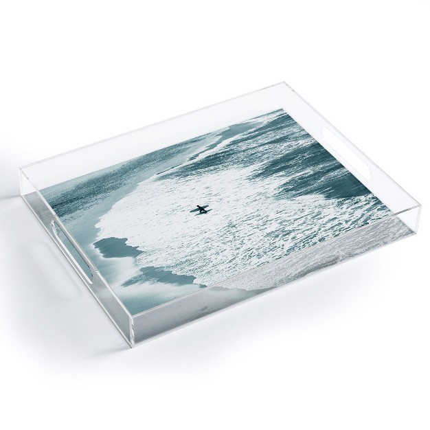 Gale Switzer Lone Surfer Slate Acrylic Tray Deny Designs