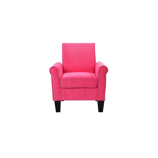 High Quality Fabric Accent Chairs， Sleek Lounge Chairs Comfy Sofa Chair， PU Leather Flared Armchair for Livingroom， Pink