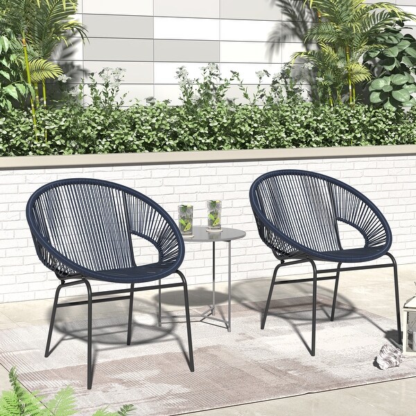 Corvus Sarcelles Woven Wicker Indoor/Outdoor Bistro Chairs (Set of 2)