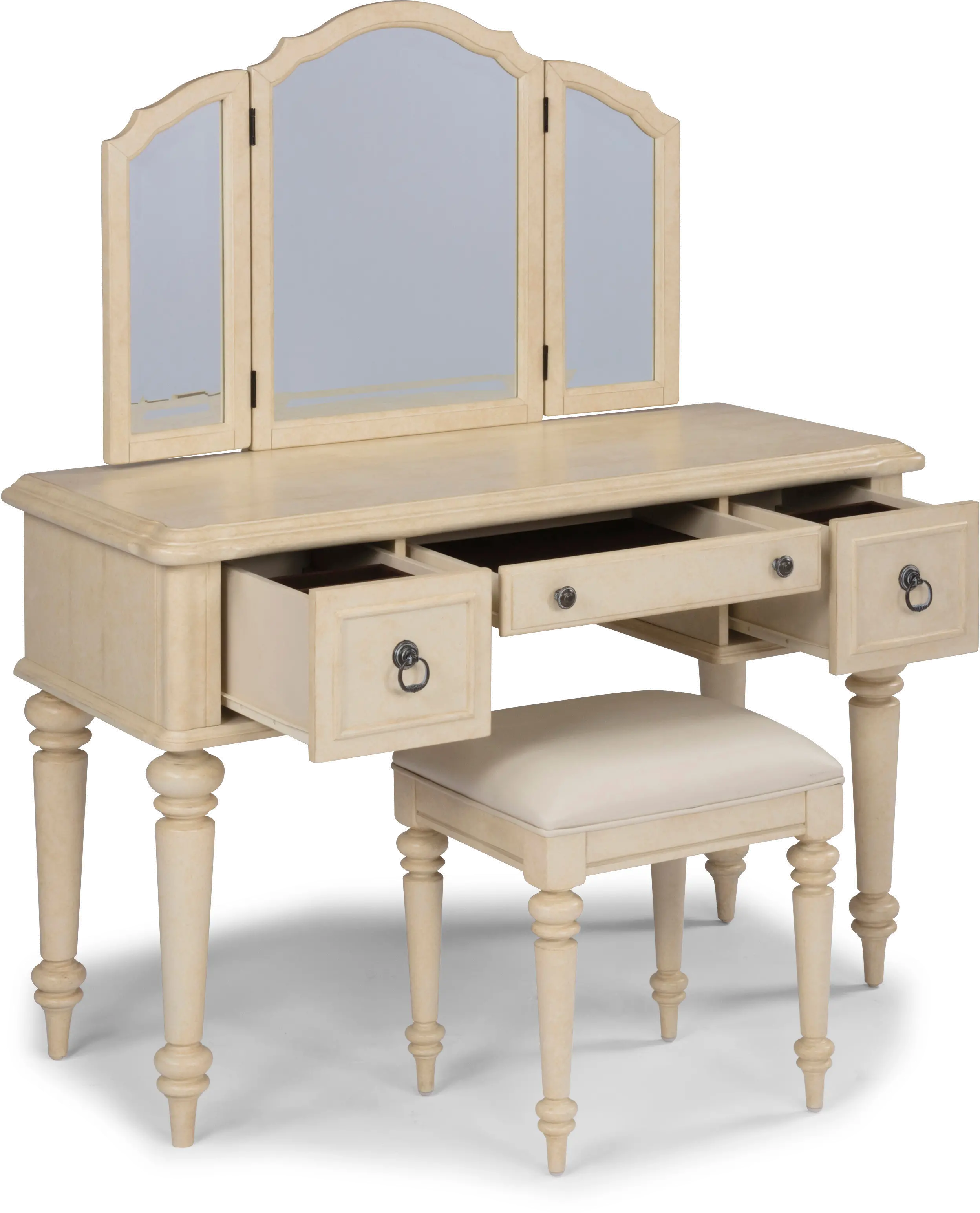 Provence Antiqued White 2 Pice Vanity and Bench