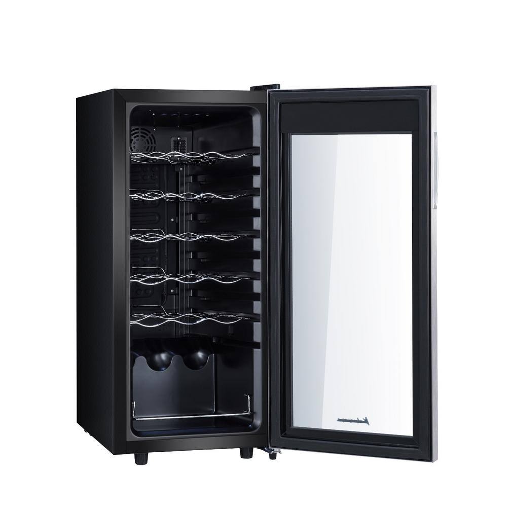 Kalamera Single Zone 18-Bottle Free Standing Compressor Wine Cooler with Glass Door KRC-18SS