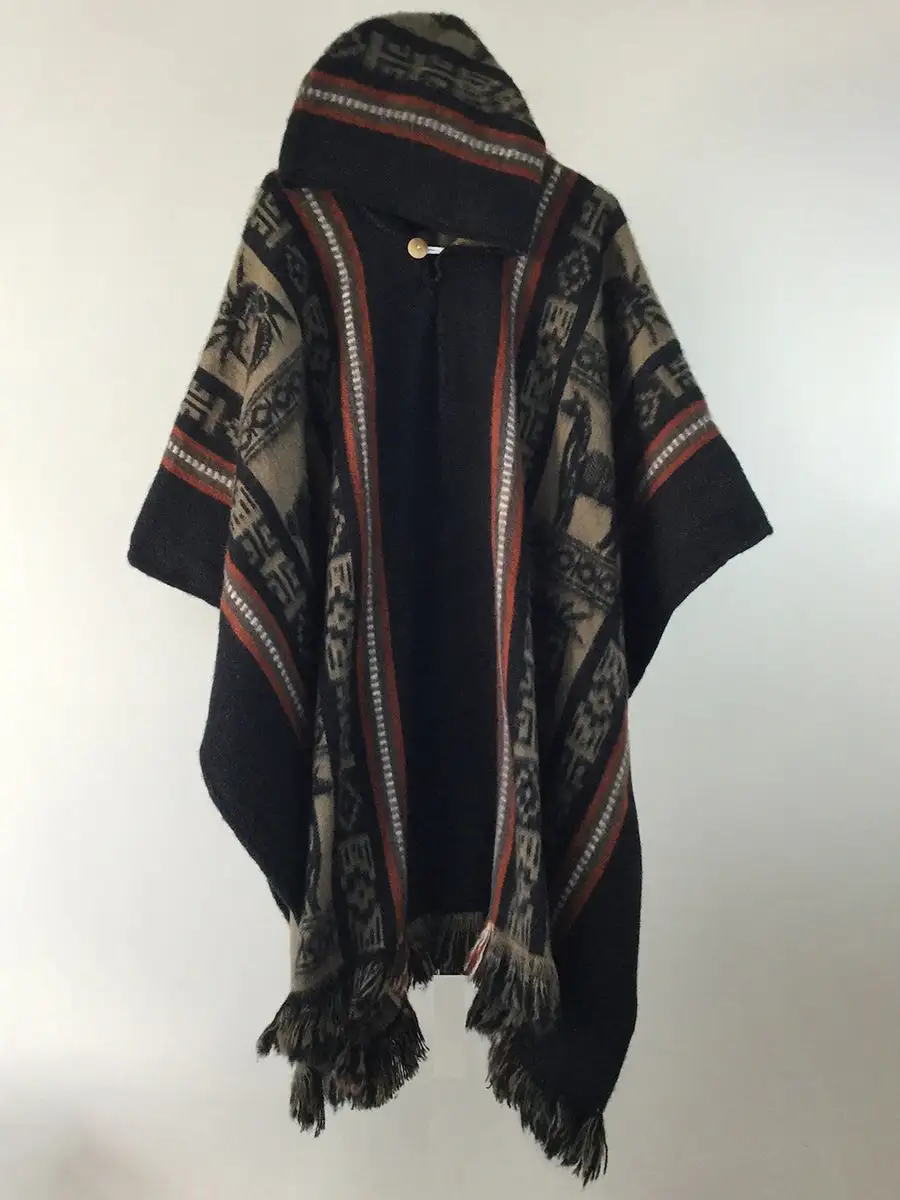 Men's Ethnic Print Hooded Cloak