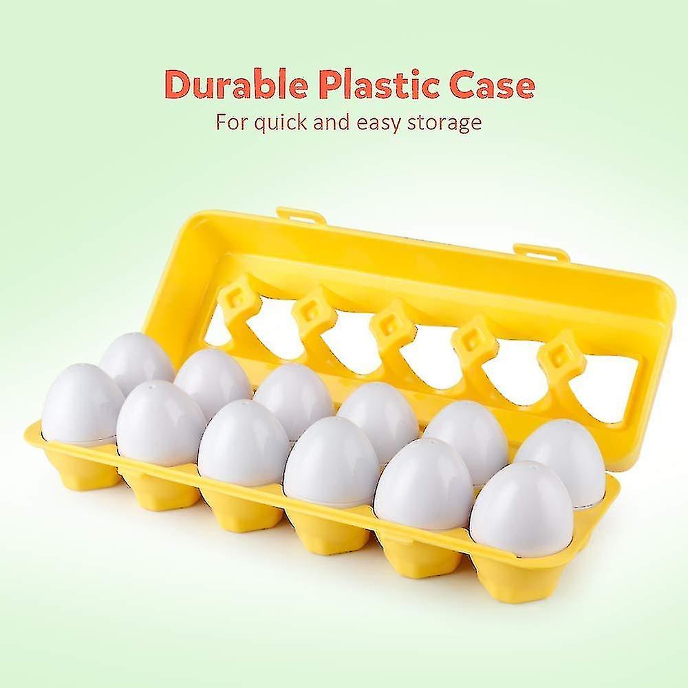 Matching Eggs 12 Pcs Set Color and Shape Recognition Sorter Puzzle For Easter Travel Bingo Game Early Learning Educational