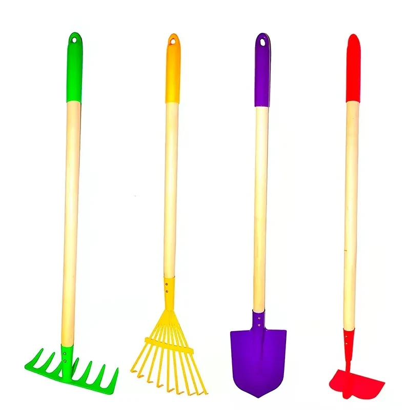 High Quality Long wood handle Hand ToolsToy Tool Set 4 pcs Garden Tool Set