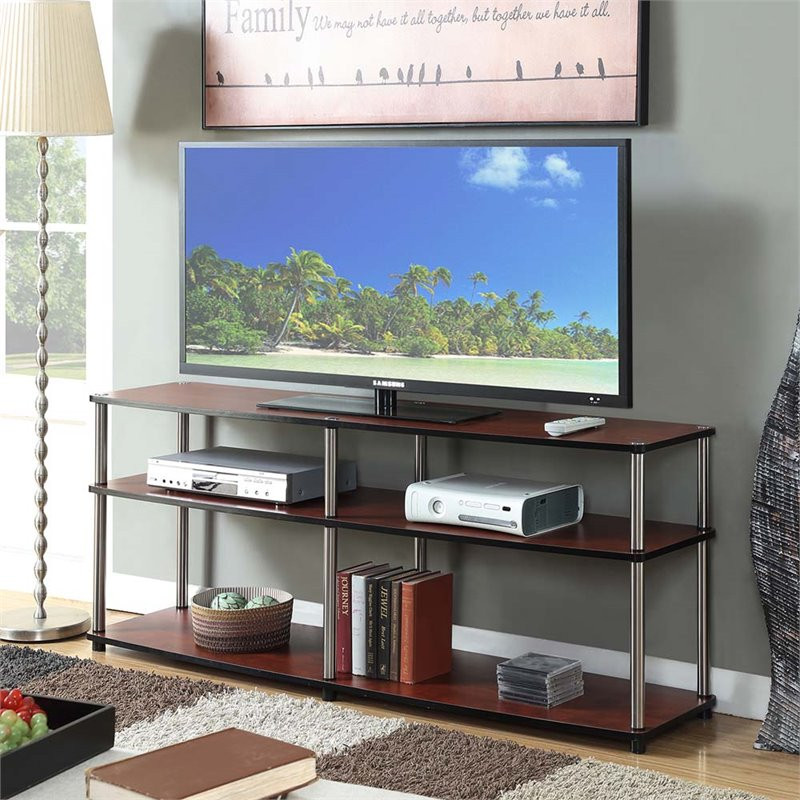 Convenience Concepts Designs2Go 60 quot3 Tier TV Stand in Black Wood Finish   Contemporary   Entertainment Centers And Tv Stands   by Homesquare  Houzz