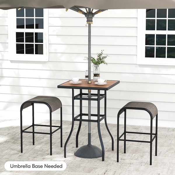 Gymax 3Piece Patio Dining Set w/ Umbrella Hole Metal Frame and