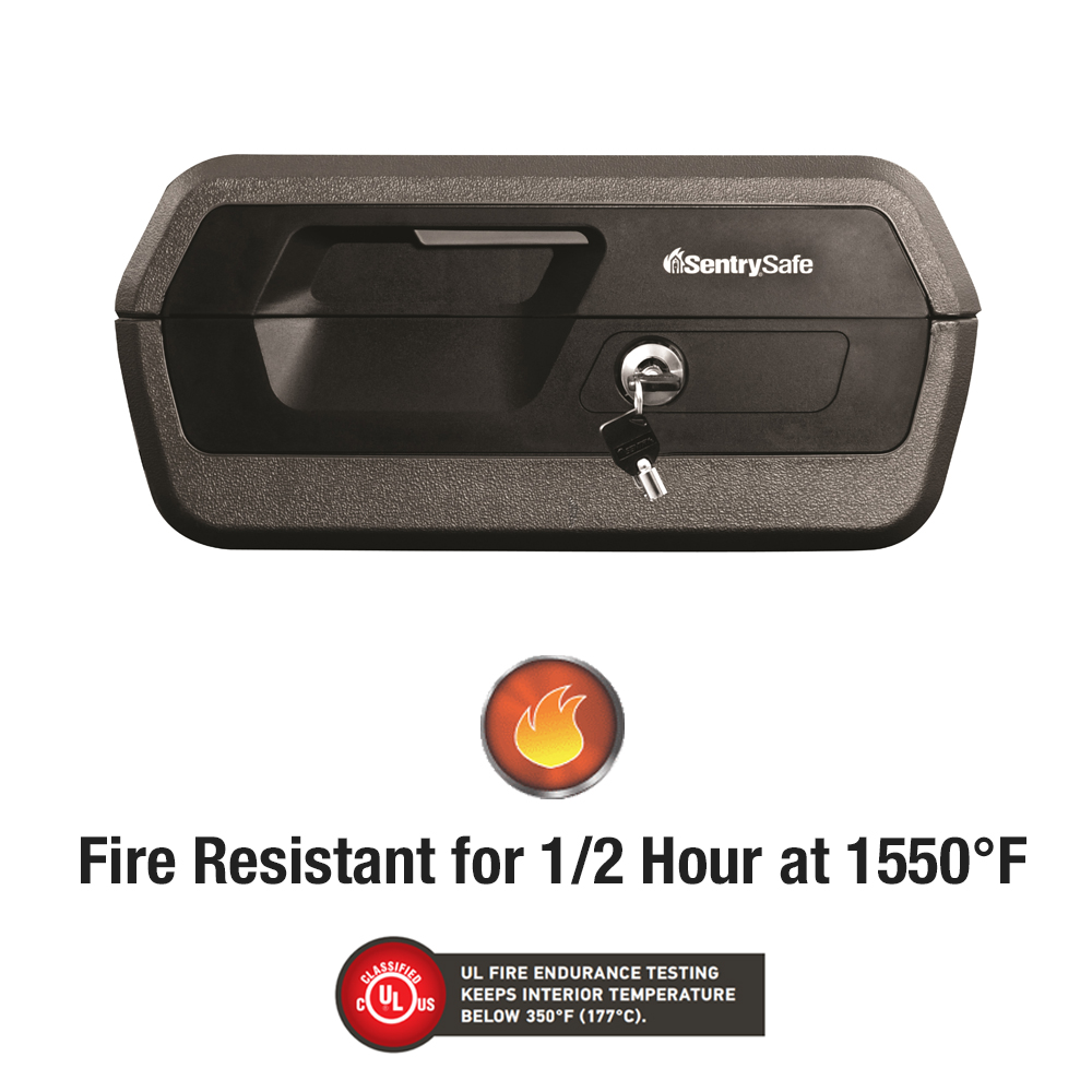 SentrySafe CHW30200 Fire-Resistant and Water-Resistant Box Safe with Tubular Key Lock， 0.36 cu. ft.