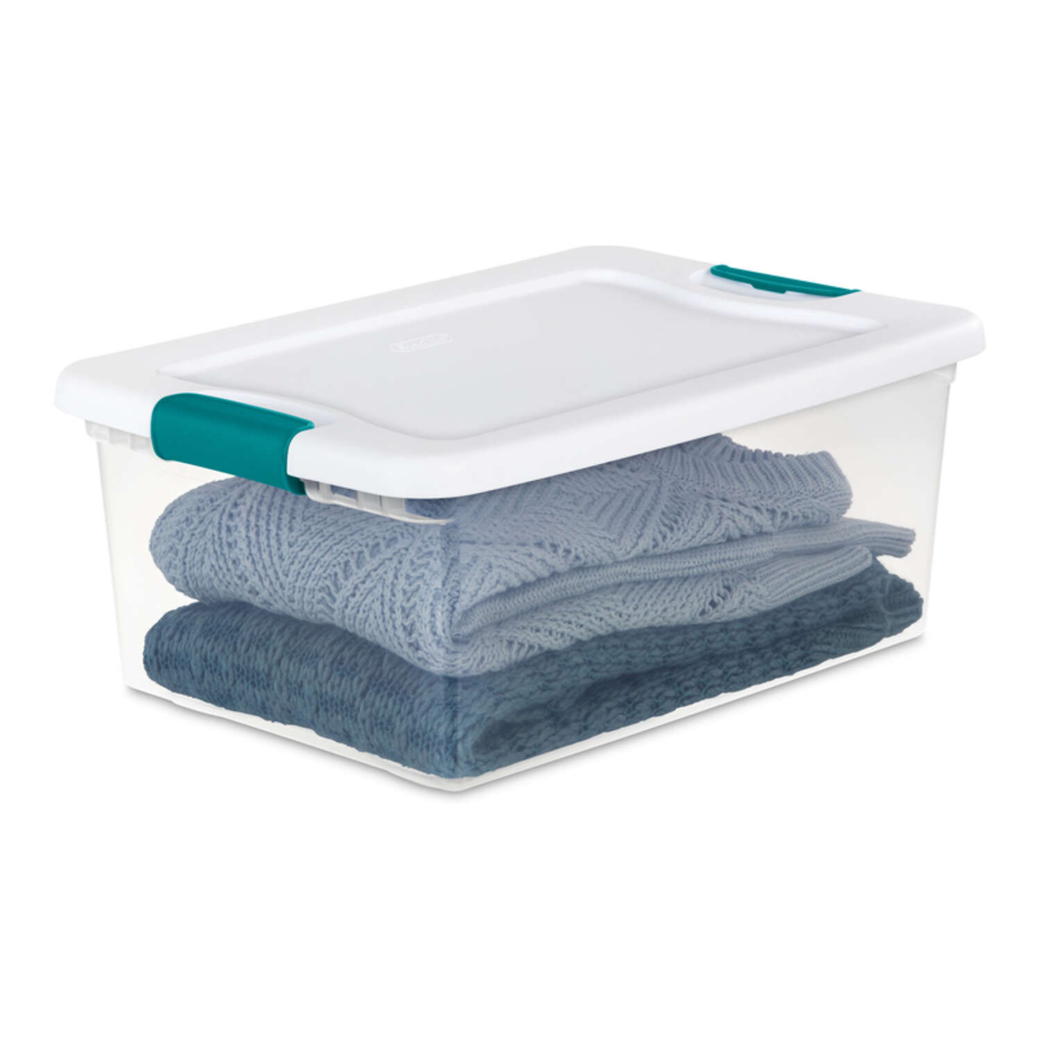 Sterilite 15 qt Clear/White Latch Storage Box 6-3/4 in. H X 16-1/4 in. W X 11-1/4 in. D Stackable