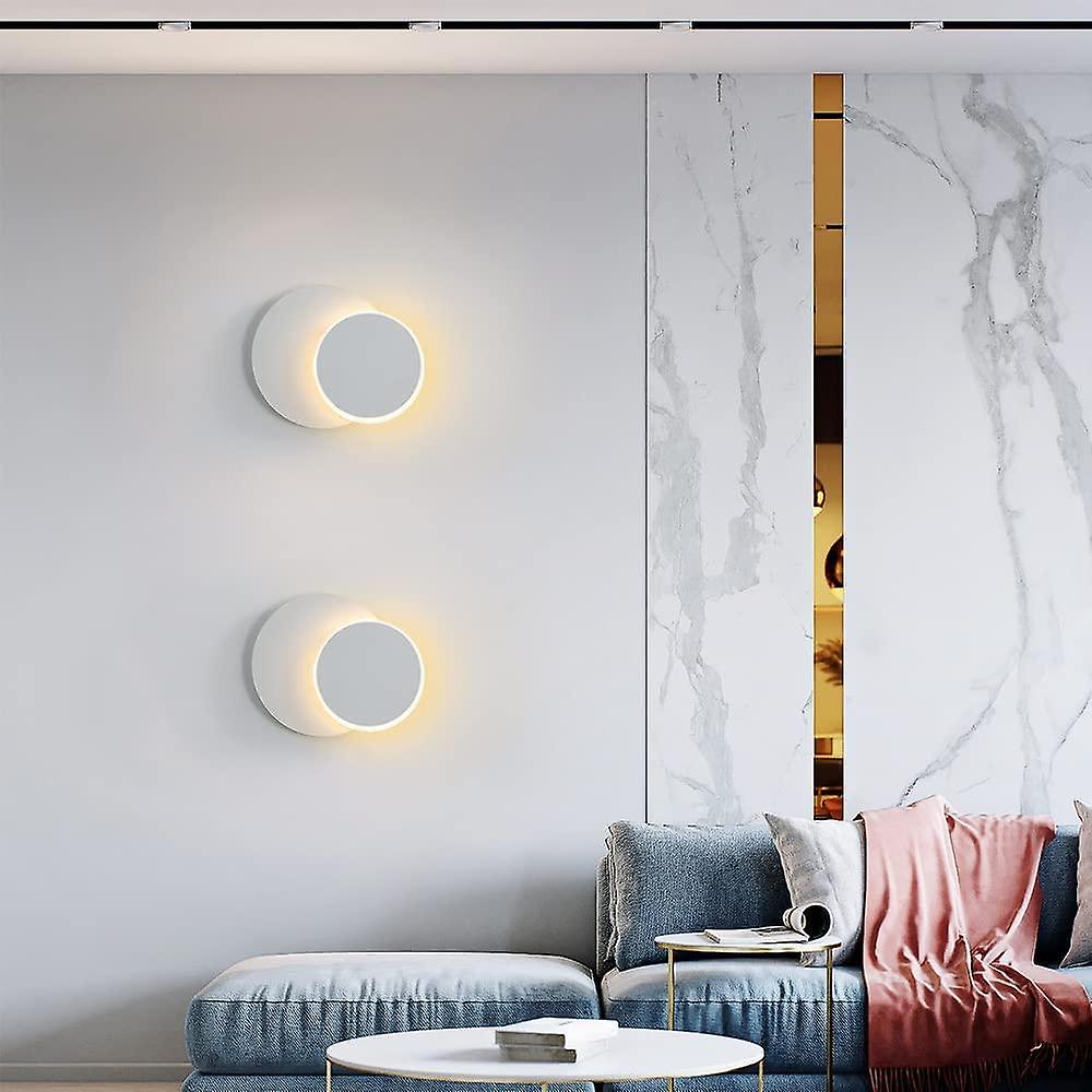 12W White Indoor Wall Lights， Modern LED Wall Lights， 360 Rotating 3000K Warm White， Lighting for Living Room Staircase Bedroom