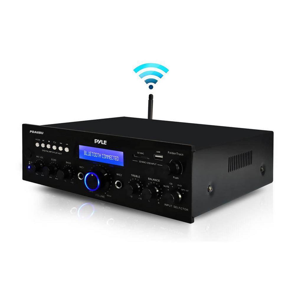 Pyle 200-Watt Bluetooth LCD Home Stereo Amplifier Receiver with Remote and FM Antenna PDA6BU