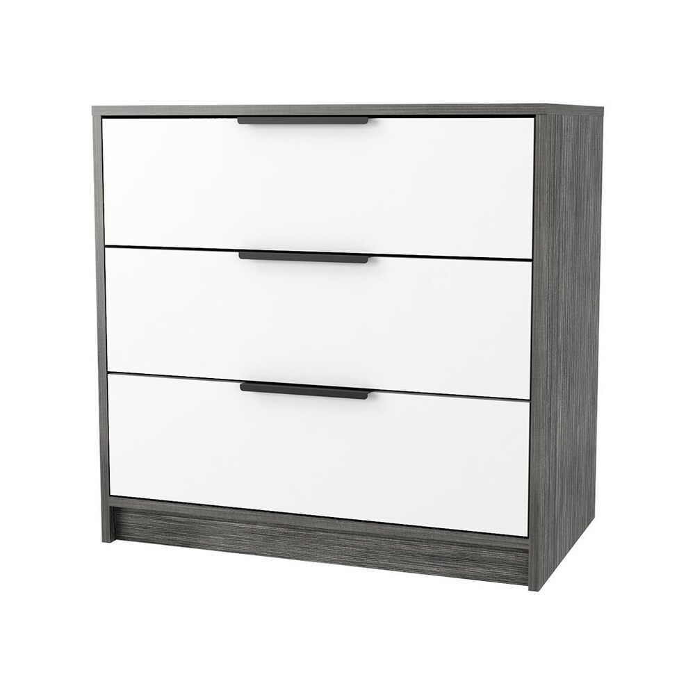 3 Drawer Dresser Smokey Oak and White  Suitable for Bedroom  Living Room  Dining Room  Items Storage Helper