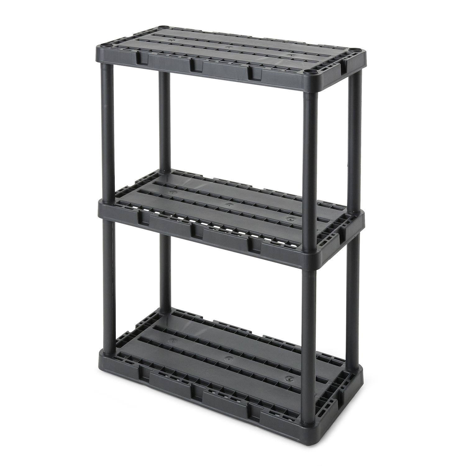 Gracious Living 3 Shelf Knect-A-Shelf Solid Light Duty Storage Unit， Black 2Pack