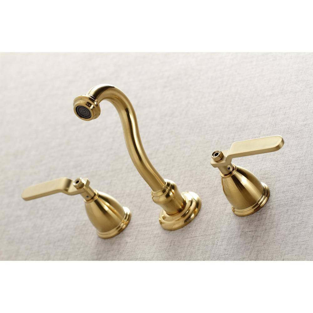 Kingston Brass Whitaker 2-Handle Wall Mount Bathroom Faucet in Brushed Brass HKS3127KL