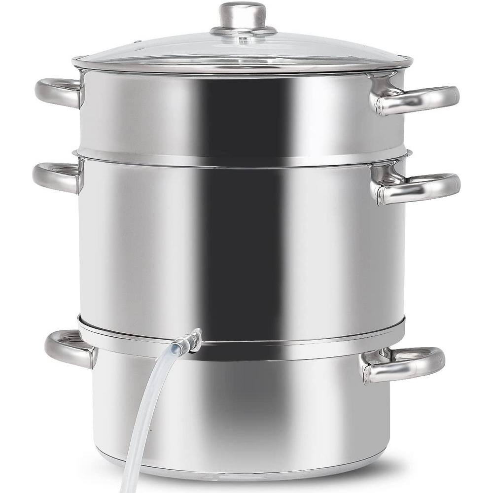 ANGELES HOME 11 qt. Stainless Steel Multi-Lever Fruit Juicer Steamer Stock Pot M46-8KC721