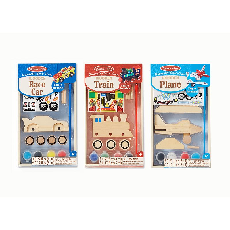 Melissa and Doug Decorate-Your-Own Plane， Train and Race Car Bundle