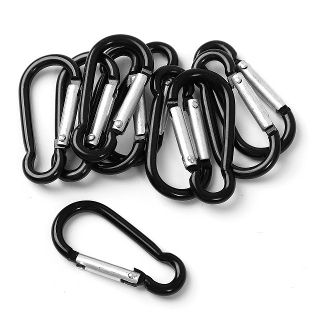 Unique Bargains Travel Camping Hiking Aluminum Clip Hook D ring Keychain Carabiner 10 Pcs Black