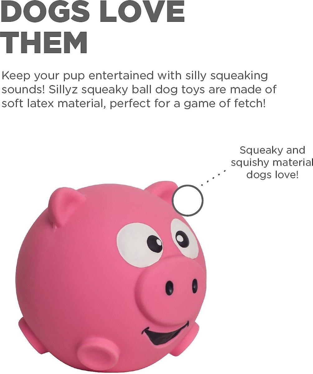 Outward Hound Sillyz Pig Latex Rubber Squeaky Ball Dog Toy