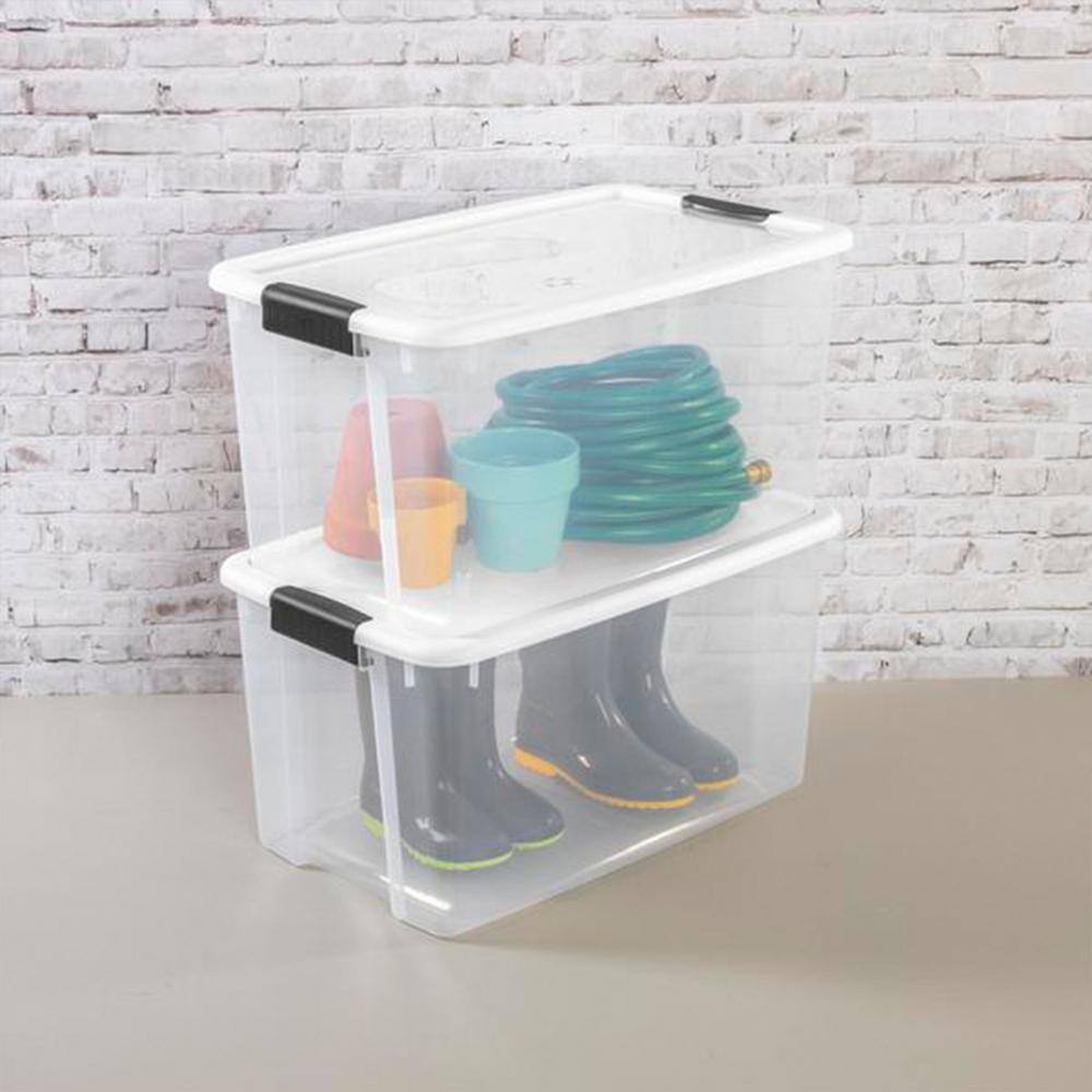 Sterilite 70 qt. XL Plastic Stacking Storage Container Boxes in Clear 24 Pack 24 x 19889804