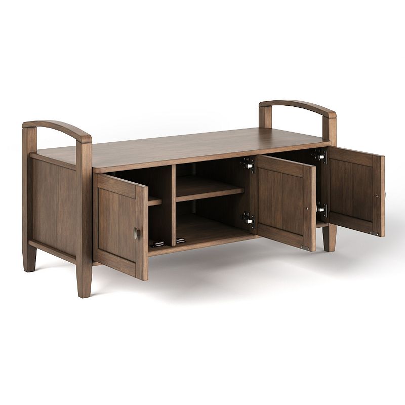 Simpli Home Warm Shaker Rustic Entryway Storage Bench