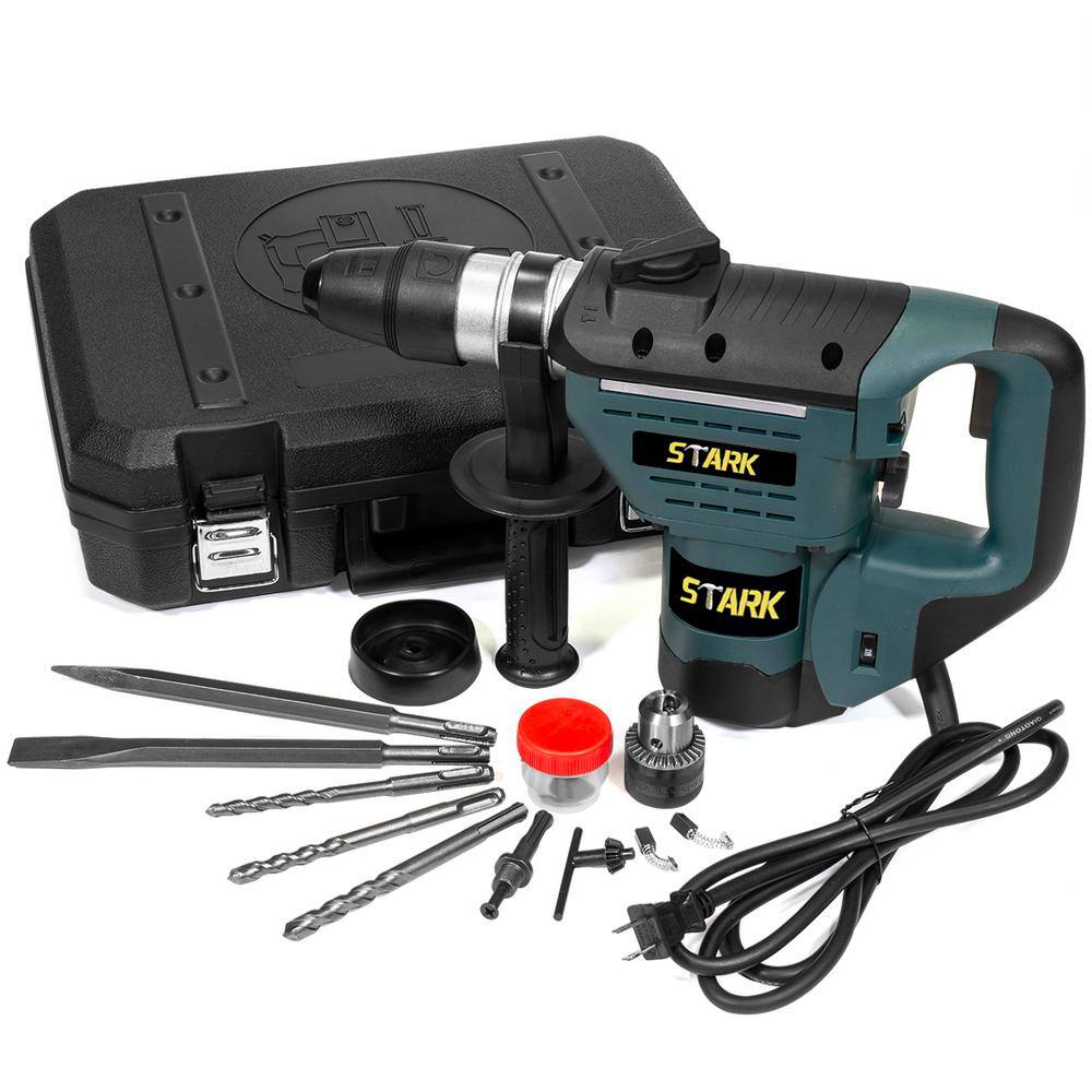 Stark 8.3 Amp Corded 12 in. Electric SDS-Plus Rotary Hammer Drill Kit with Chisel Bit Set 45351-H1