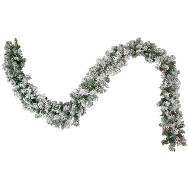 Pre lit Flocked Madison Pine Artificial Christmas Garland Clear Lights