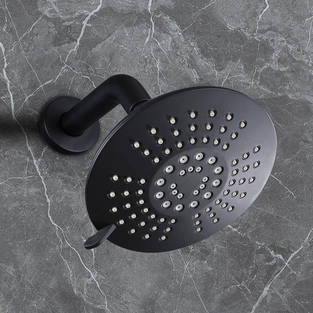 Maincraft 2-Spray Patterns 1.8 GPM 6 in. Wall Mount Dual Shower Heads with Handheld in Matte Black HKSS07