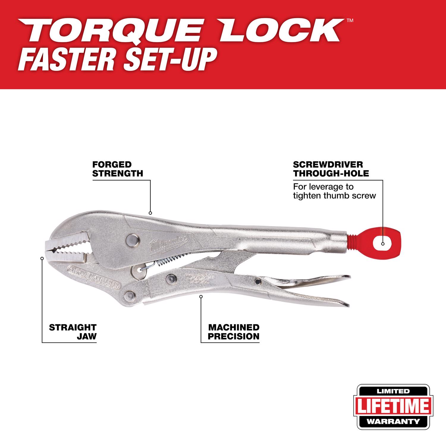 MW Torque Lock 10 in. Forged Alloy Steel Straight Jaw Pliers