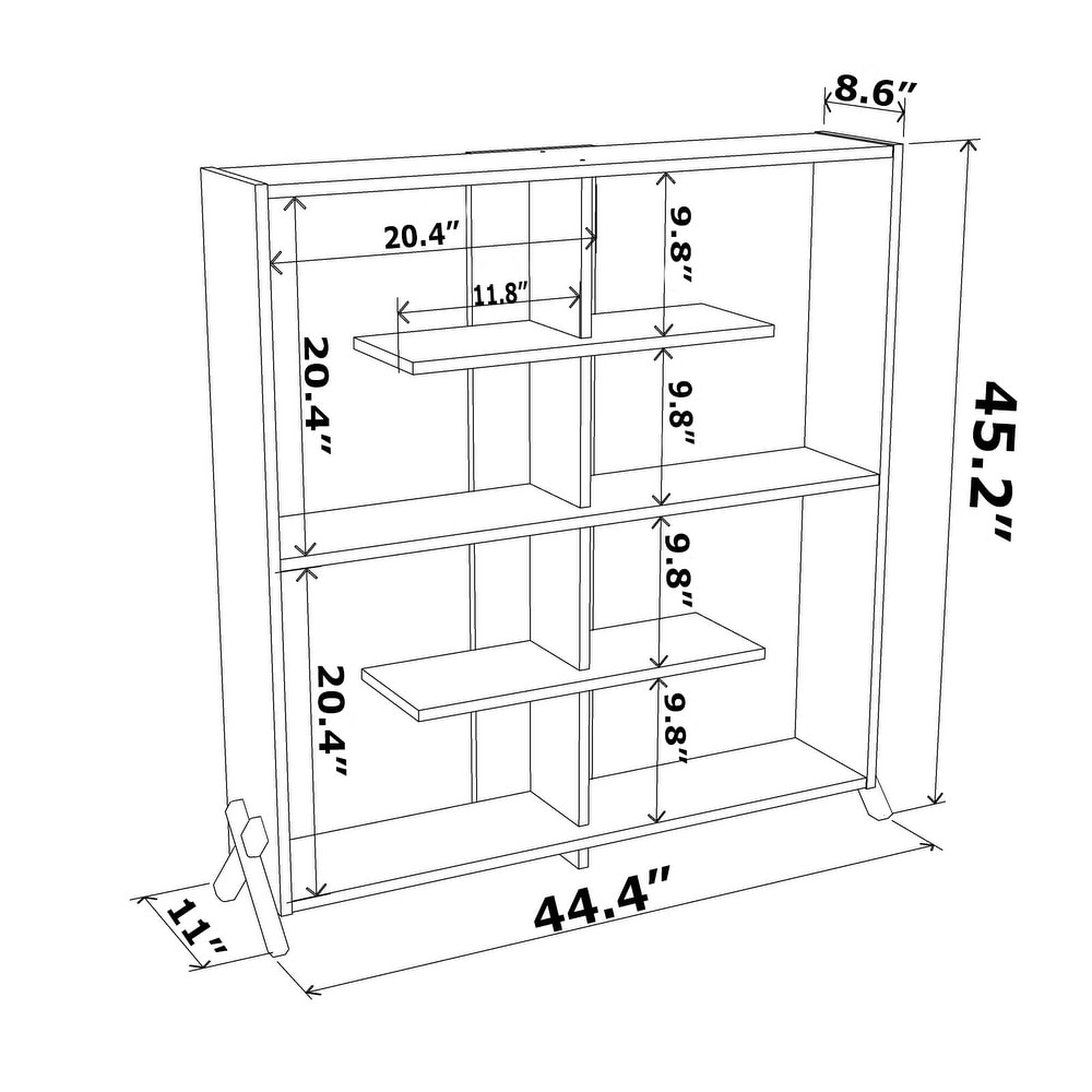 Hopa 45'' H x 44'' W 8 shelf Open Bookcase