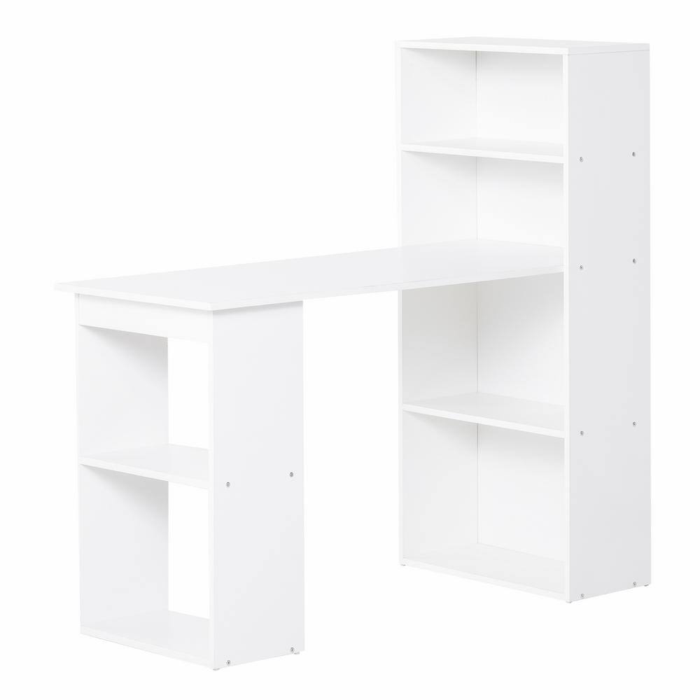 HOMCOM 47.25 in. White Compact Writing Laptop Desk with 4-Cubby Shelves 836-069WT