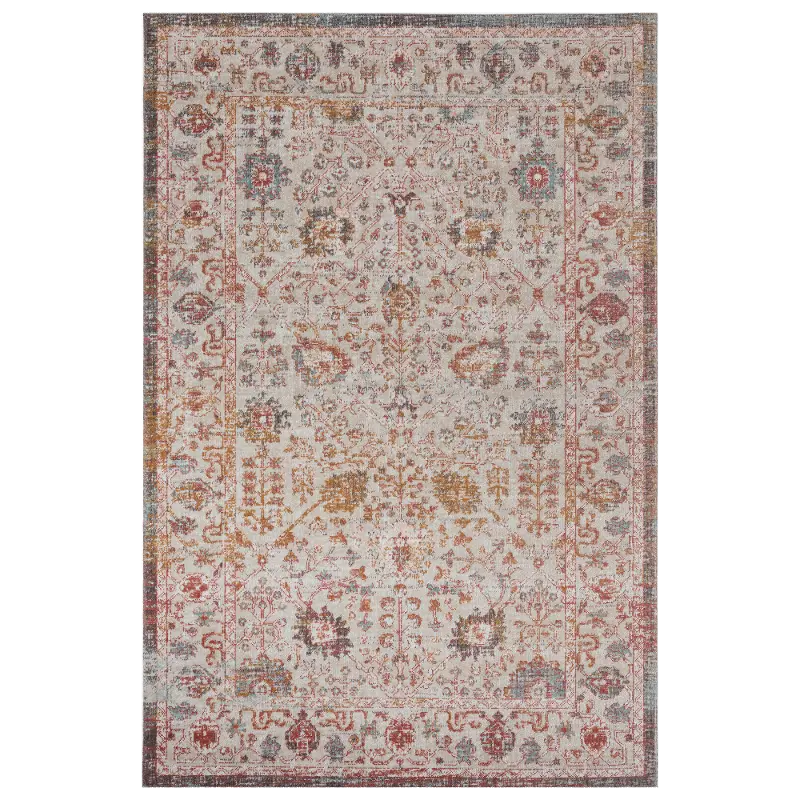 Antiquity 5 x 8 Medium Bohemian Beige and Rust Indoor-Outdoor Area Rug