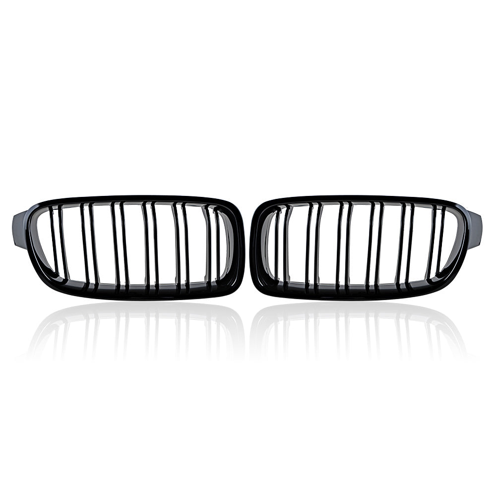 Astra Depot Glossy Black Double Line Kidney Grille Grill Fit 2012-2018 BMW F30 F31 320i 328i 335i 4-Door