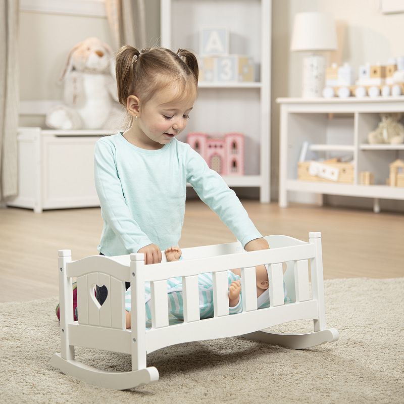 Melissa and Doug Mine to Love Wooden Play Cradle for Dolls， Stuffed Animals - White