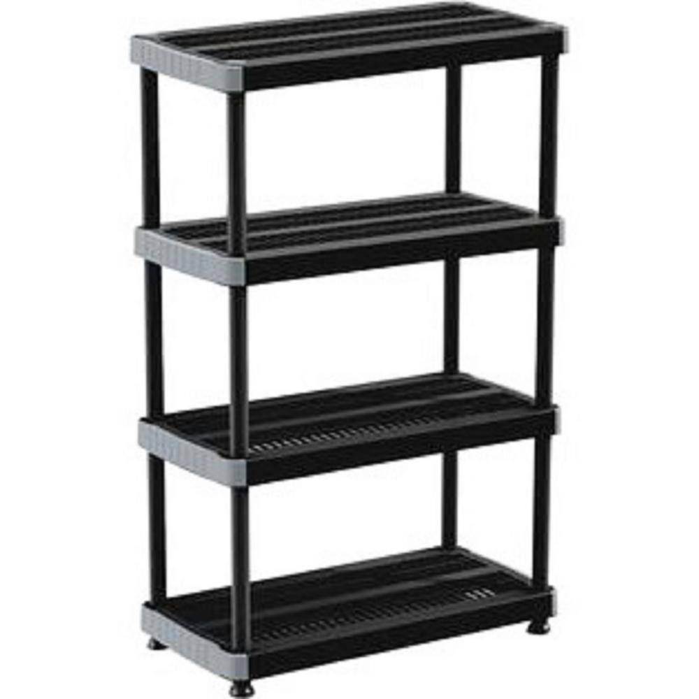 Rimax Black 4-Tier Plastic Garage Storage Shelving Unit (36 in. W x 58 in. H x 18 in. D) 9493