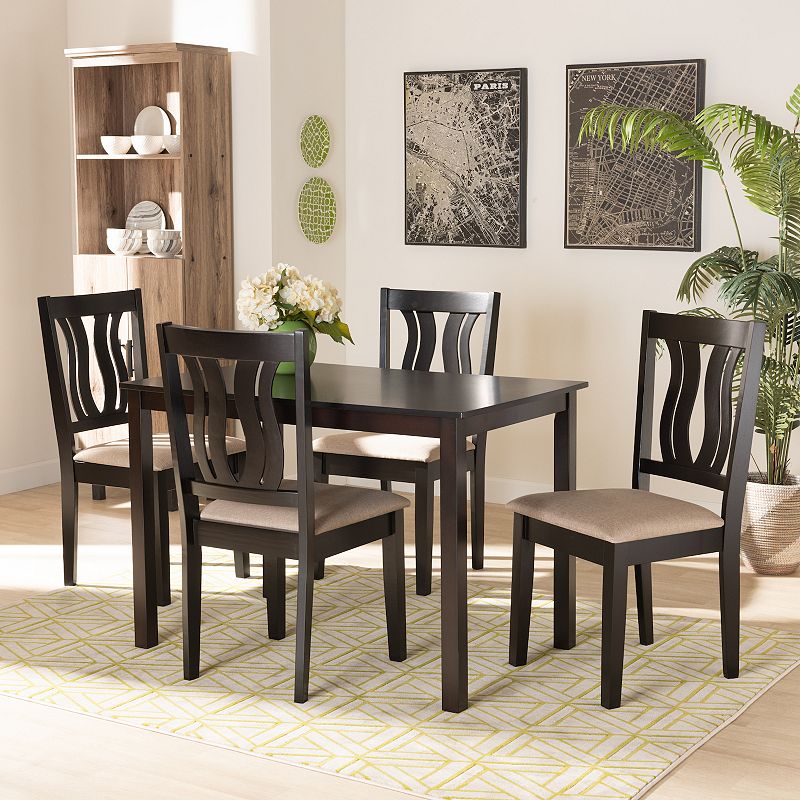 Baxton Studio Fenton Dining Table and Chair 5-piece Set