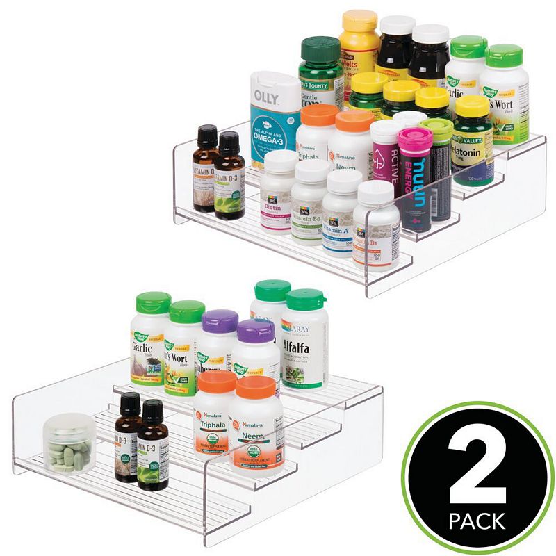 mDesign Plastic Bathroom Medicine Organizer， 4 Level Shelf， 2 Pack