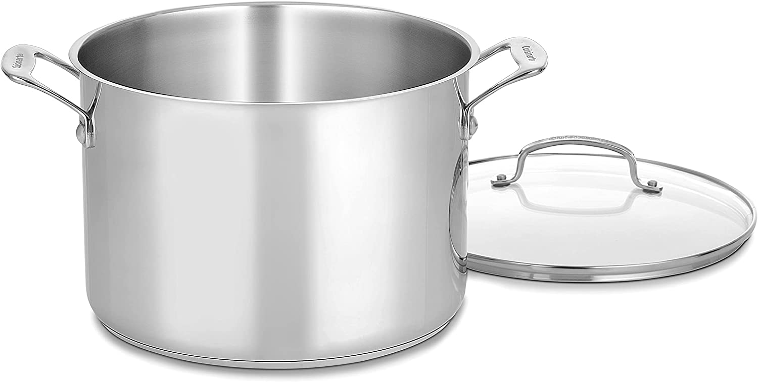 Cuisinart 76610-26G Chef's Classic 10-Quart Stockpot with Glass Cover，Brushed Stainless