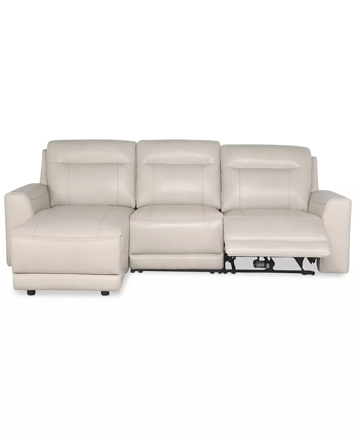 Macy's CLOSEOUT! Blairemoore 3-Pc. Leather Sofa with Power Chaise and 1 Power Recliner