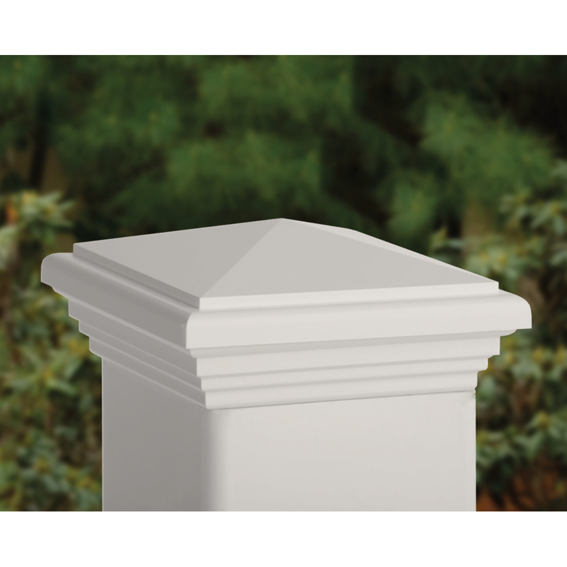 Classic White Vinyl Post Cap with 5 in. x 5 in. Base