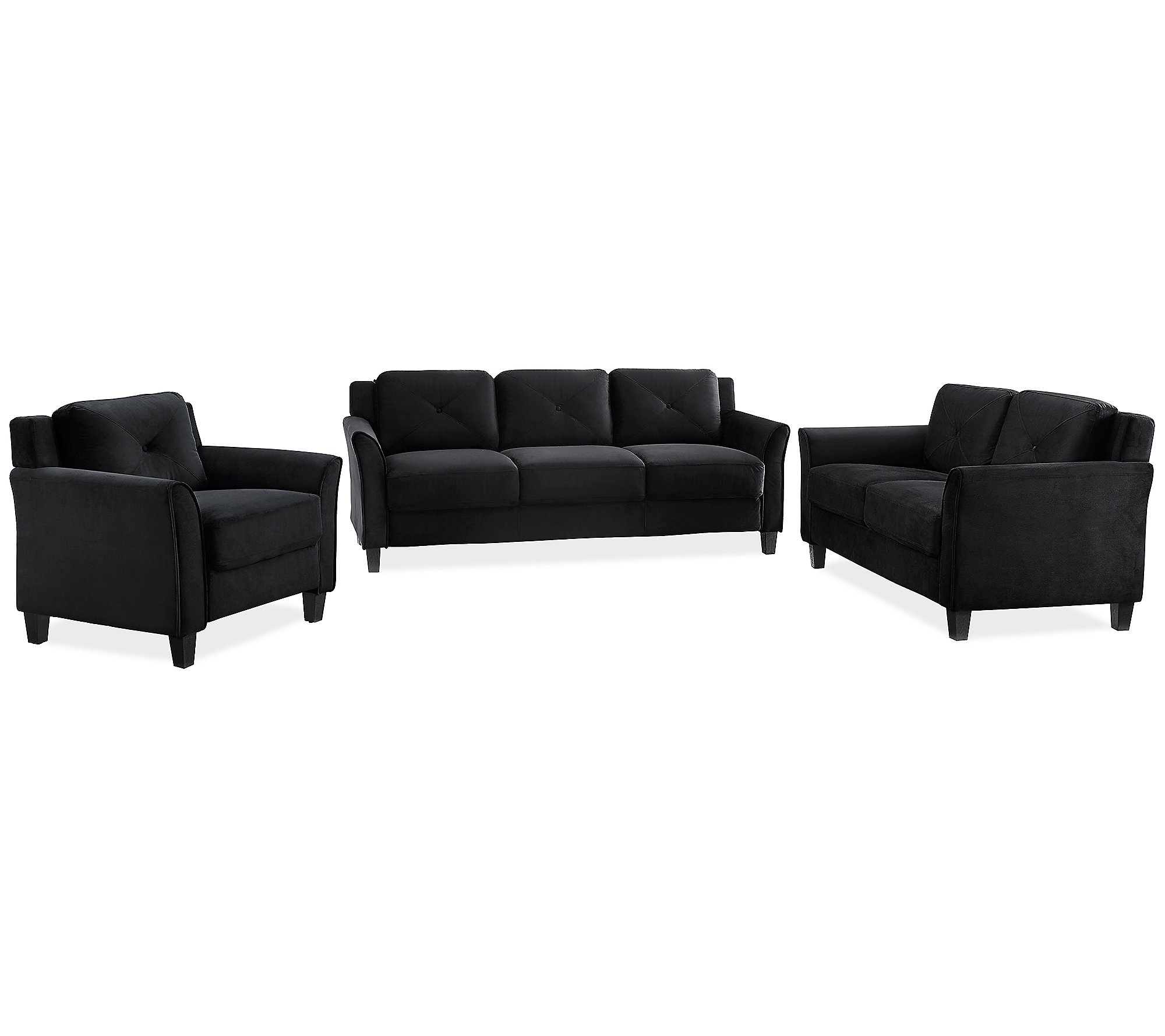 Lukaa Sofa Upholstered Microfiber Curved Arms