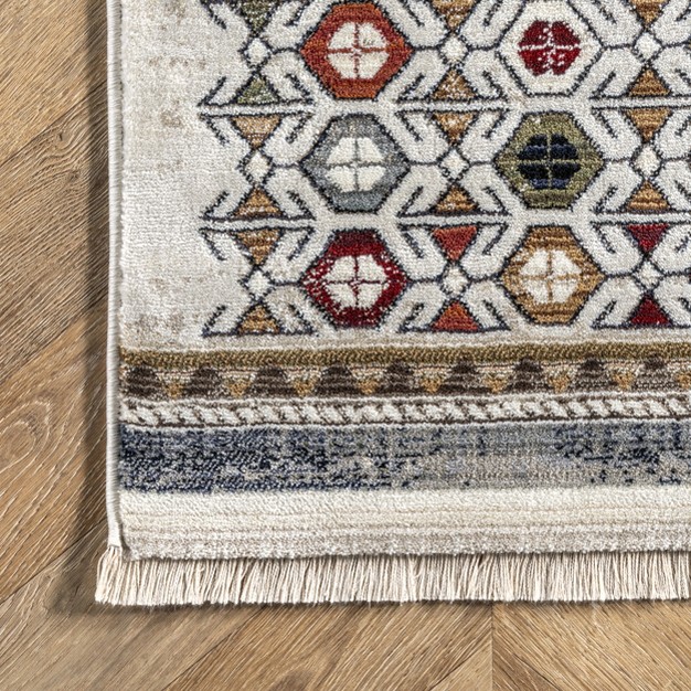 Nuloom Posie Geometric Stripe Fringe Area Rug