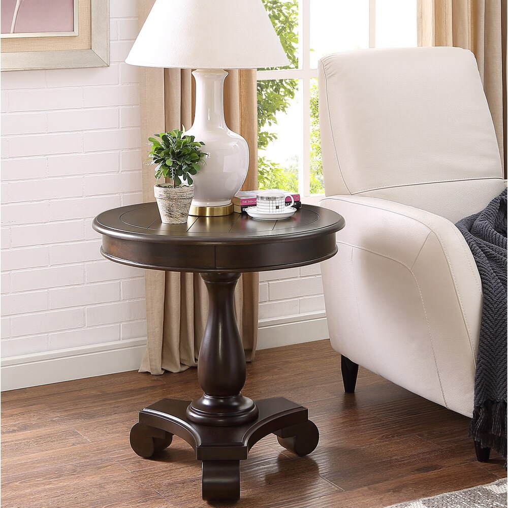 Copper Grove Sierra Round Wood Pedestal Side Table